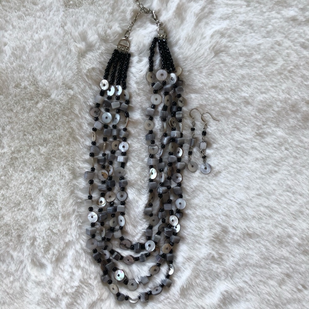 Crown PD 3 Layers Necklace and Earrings.
